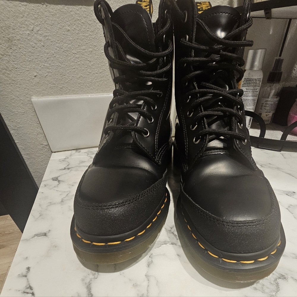 Dr.Martens 1460 Guard Panel Leather Lace Up Boots 'Black
